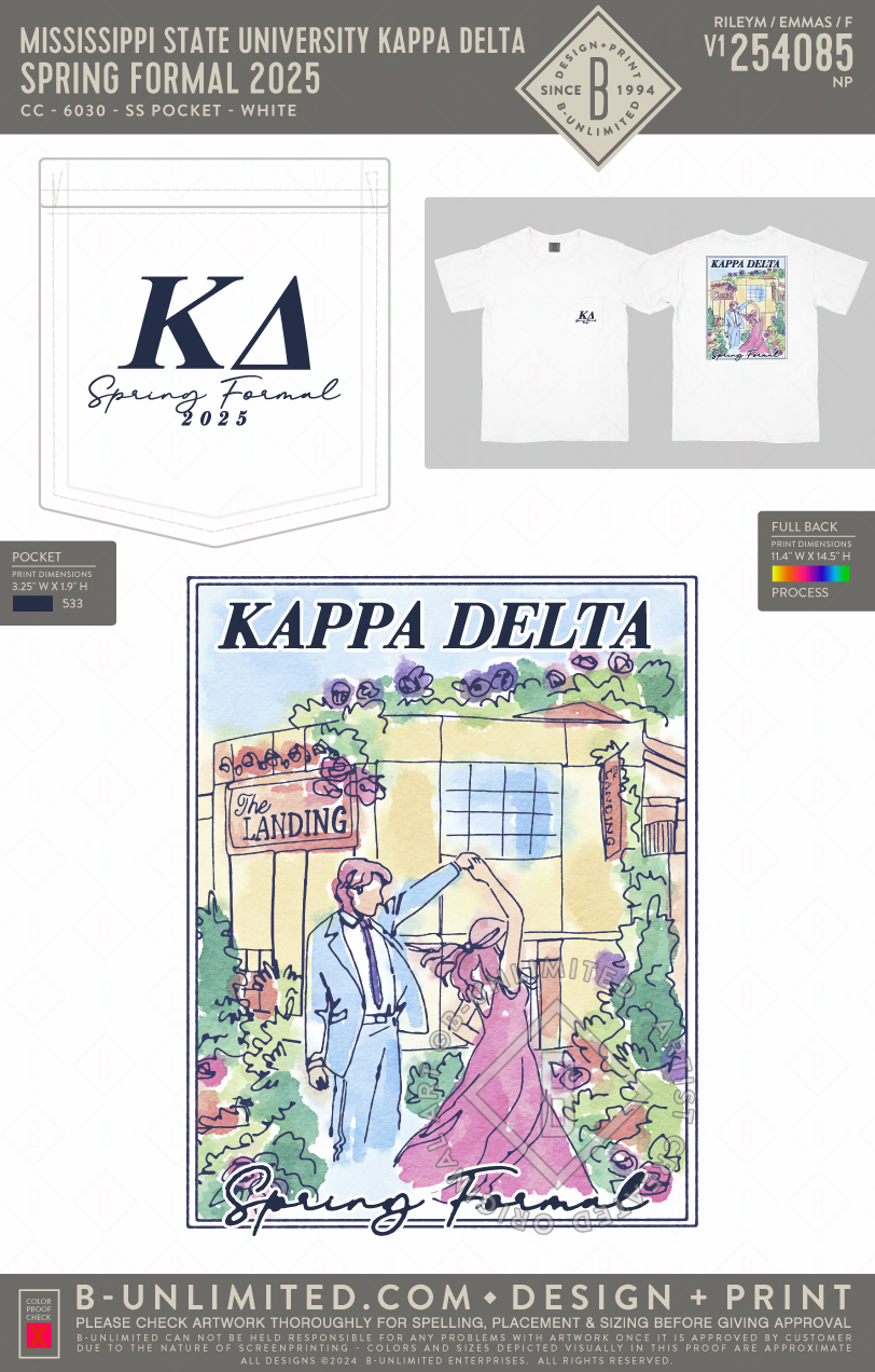 Mississippi State University Kappa Delta - Spring Formal 2025 - CC - 6030 - SS Pocket - White