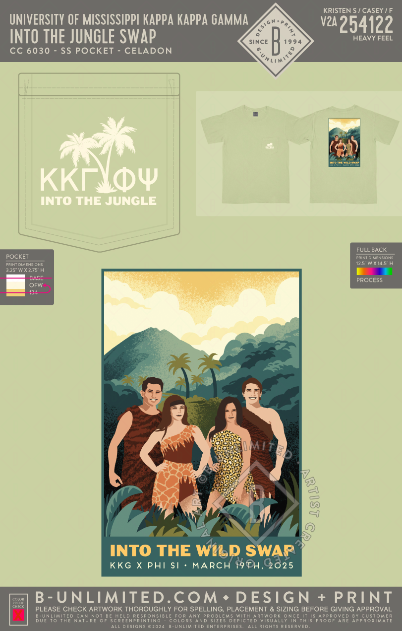 University of Mississippi Kappa Kappa Gamma - Into the Jungle Swap - CC - 6030 - SS Pocket - Celadon