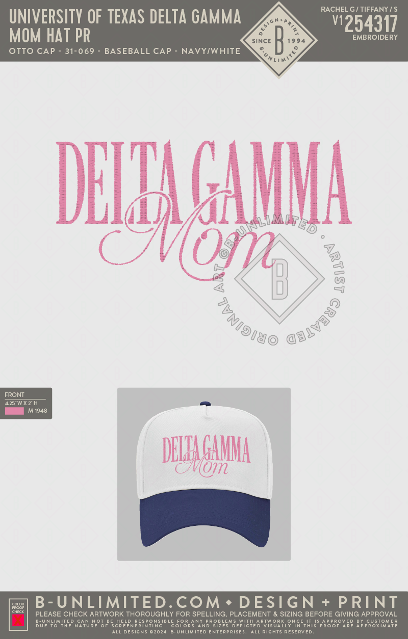 University of Texas Delta Gamma - Mom Hat PR - Otto Cap - 31-069 - Baseball Cap - Navy/White
