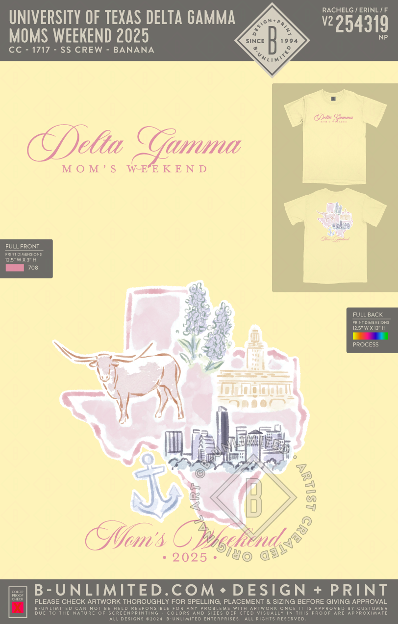 University of Texas Delta Gamma - Moms Weekend 2025 - CC - 1717 - SS Crew - Banana