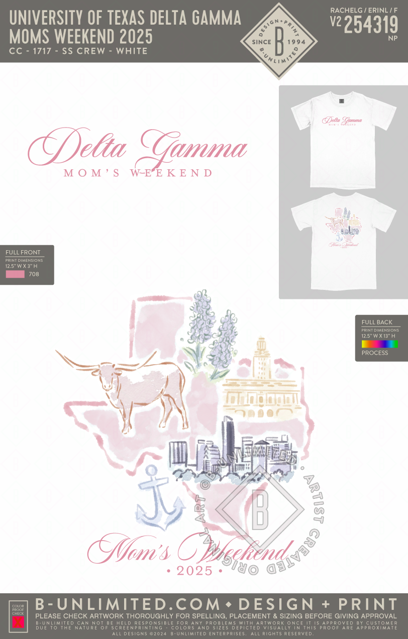 University of Texas Delta Gamma - Moms Weekend 2025 - CC - 1717 - SS Crew - White