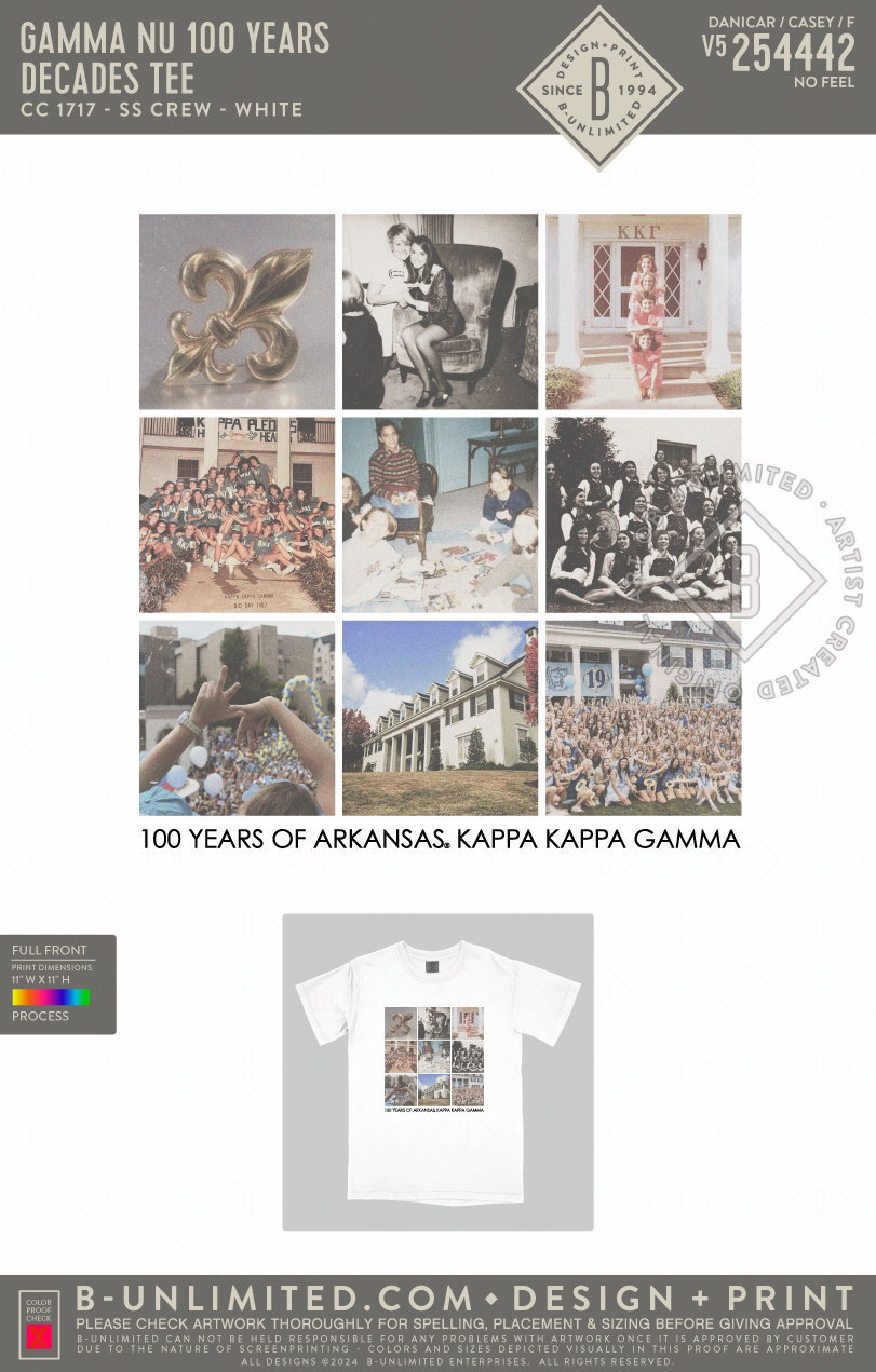 Gamma Nu 100 Years - Decades Tee - CC - 1717 - SS Crew - White