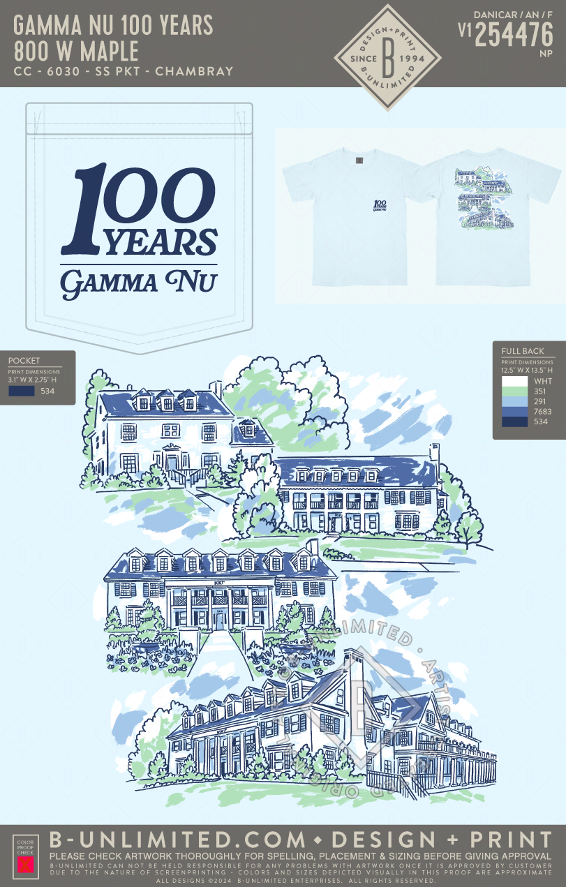 Gamma Nu 100 Years - 800 W Maple - CC - 6030 - SS Pocket - Chambray