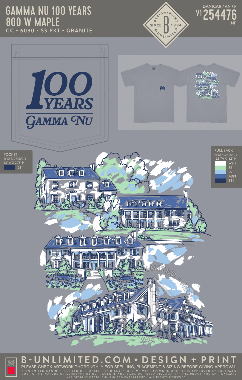 Gamma Nu 100 Years - 800 W Maple - CC - 6030 - SS Pocket - Granite