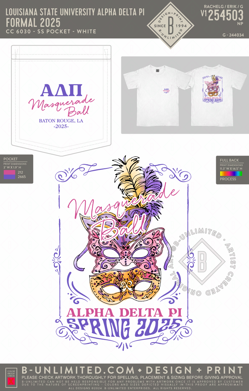 Louisiana State University Alpha Delta Pi - Formal 2025 - CC - 6030 - SS Pocket - White