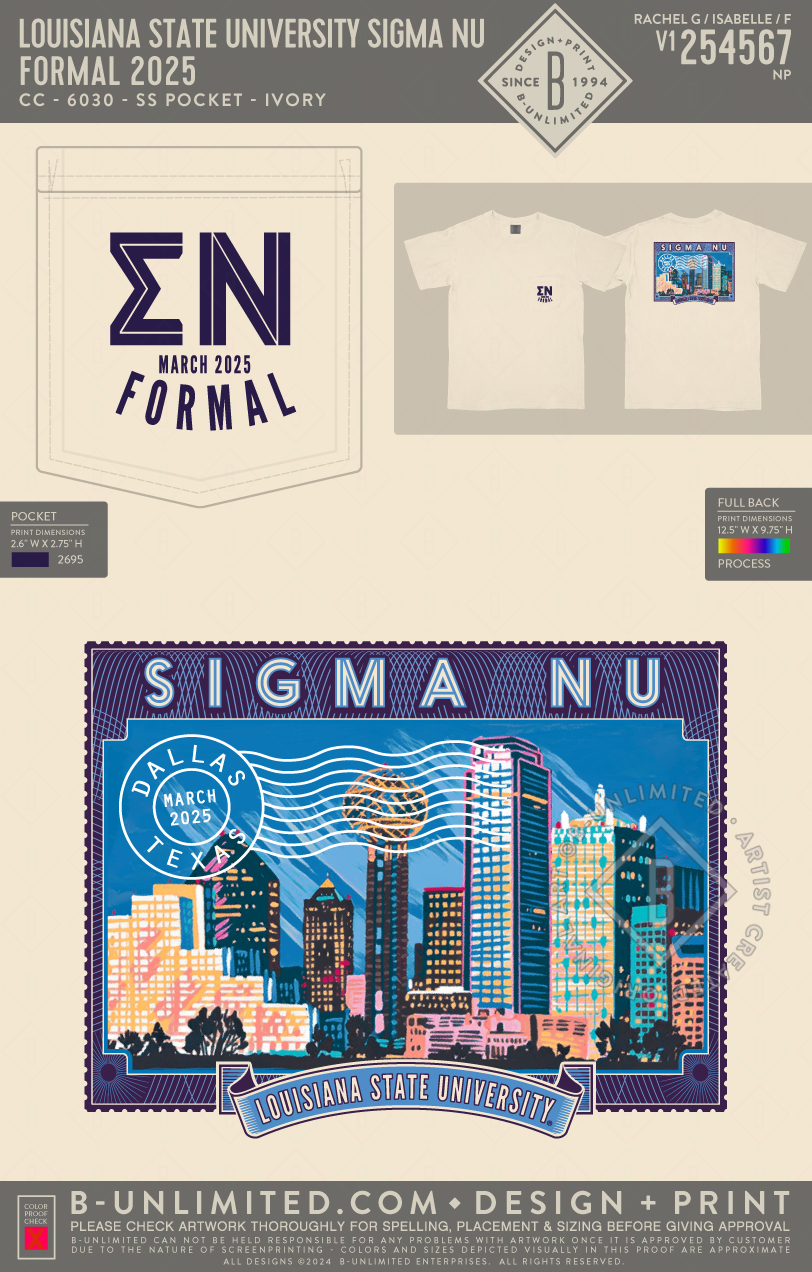 Louisiana State University Sigma Nu - Formal 2025 - CC - 6030 - SS Pocket - Ivory