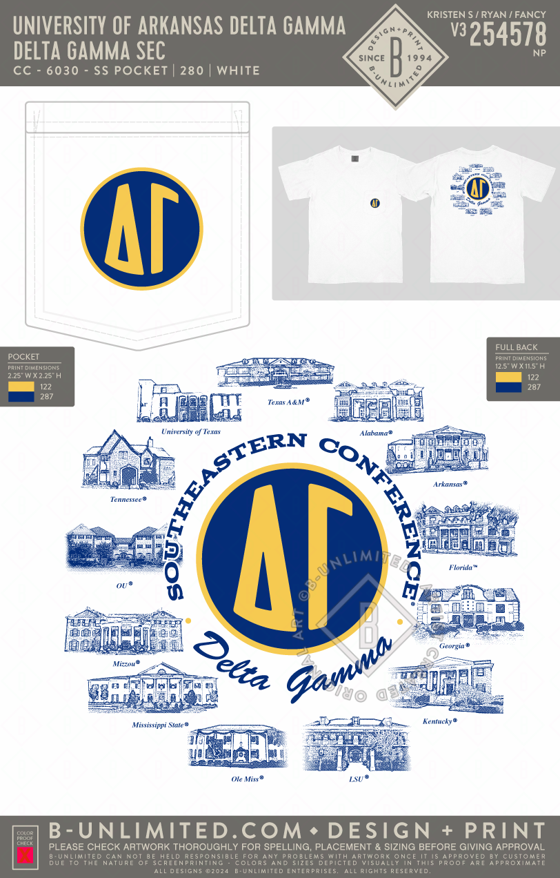 University of Arkansas Delta Gamma - delta gamma sec (EOS25) - CC - 6030 - SS Pocket - White