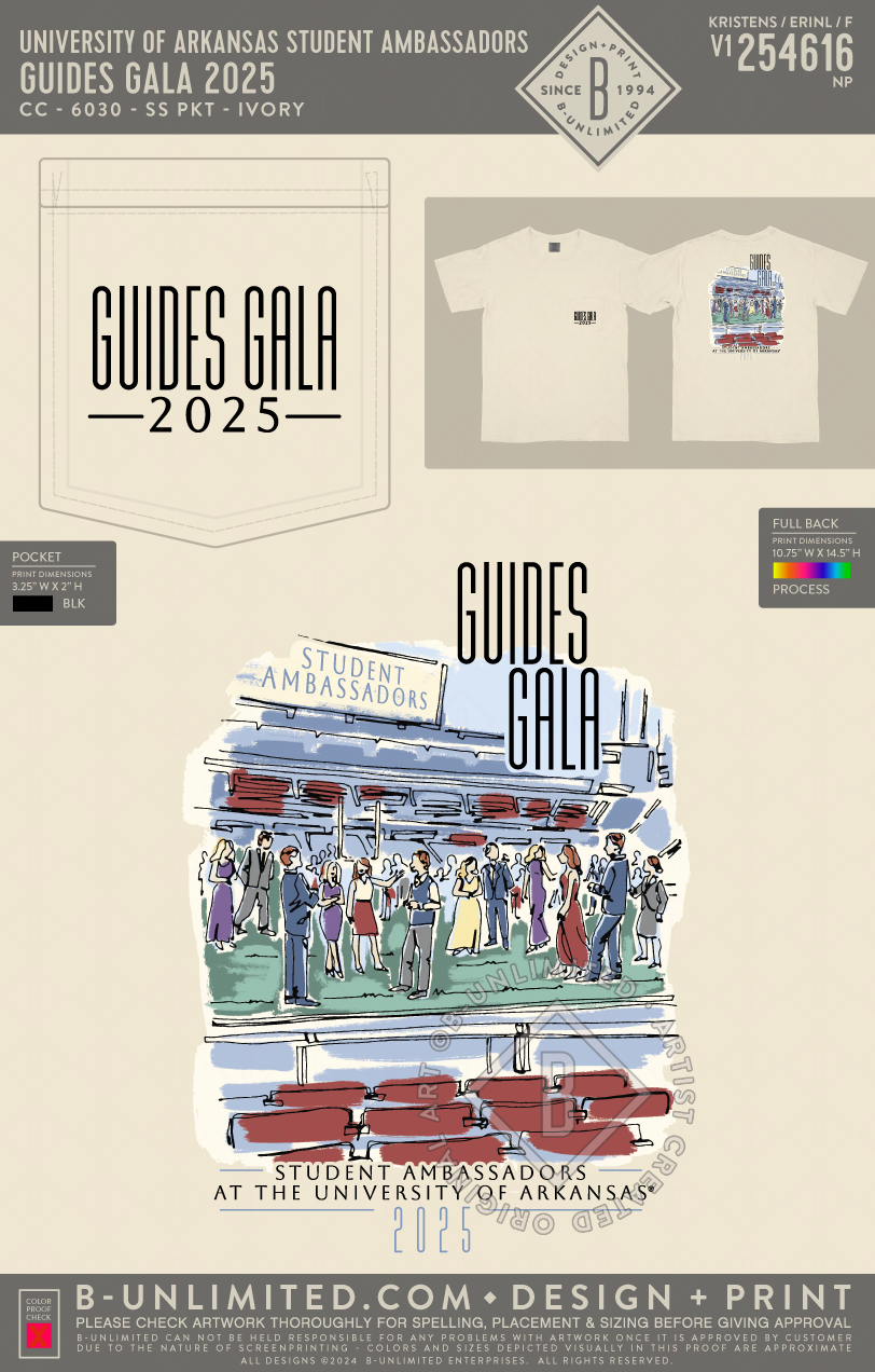 University of Arkansas Student Ambassadors - Guides Gala 2025 - CC - 6030 - SS Pocket - Ivory
