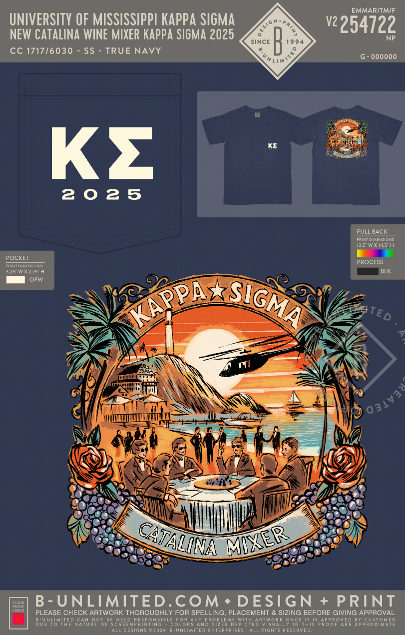 University of Mississippi Kappa Sigma - New Catalina Wine Mixer Kappa Sigma 2025 (EOS25) - CC - 6030 - SS Pocket - True Navy