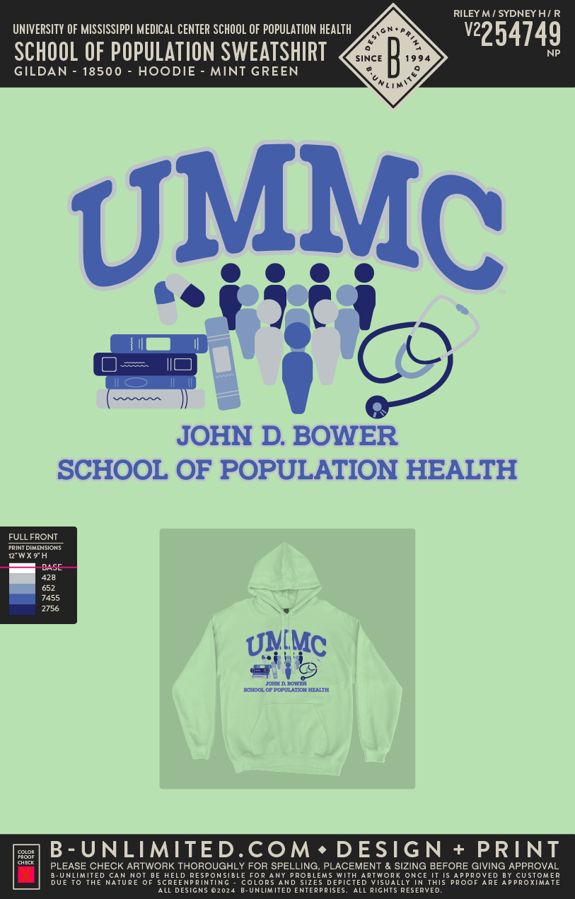 University of Mississippi Medical Center School of Population Health - School of Population Sweatshirt - Gildan - 18500 - Hoodie - Mint Green