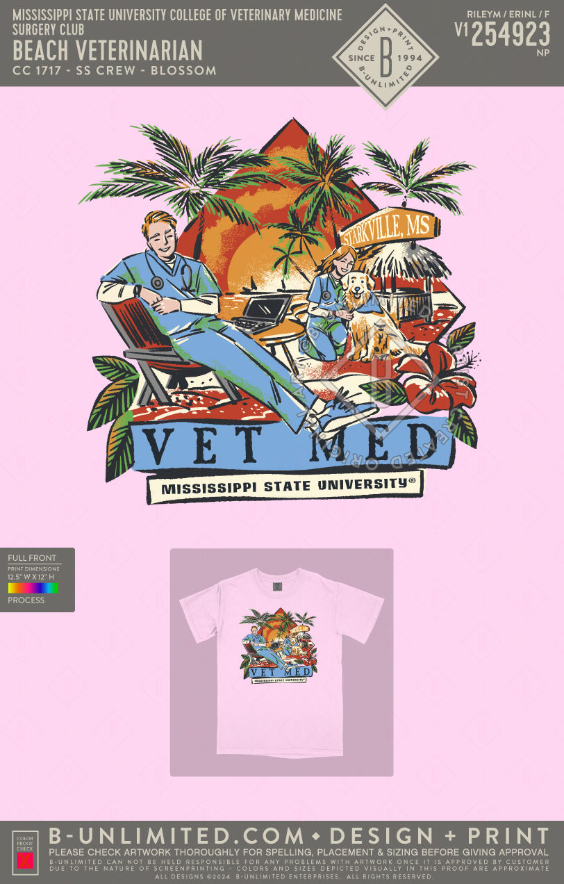Mississippi State University College of Veterinary Medicine Surgery Club - Beach Veterinarian - CC - 1717 - SS Crew - Blossom