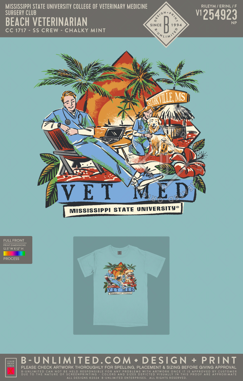 Mississippi State University College of Veterinary Medicine Surgery Club - Beach Veterinarian - CC - 1717 - SS Crew - Chalky Mint