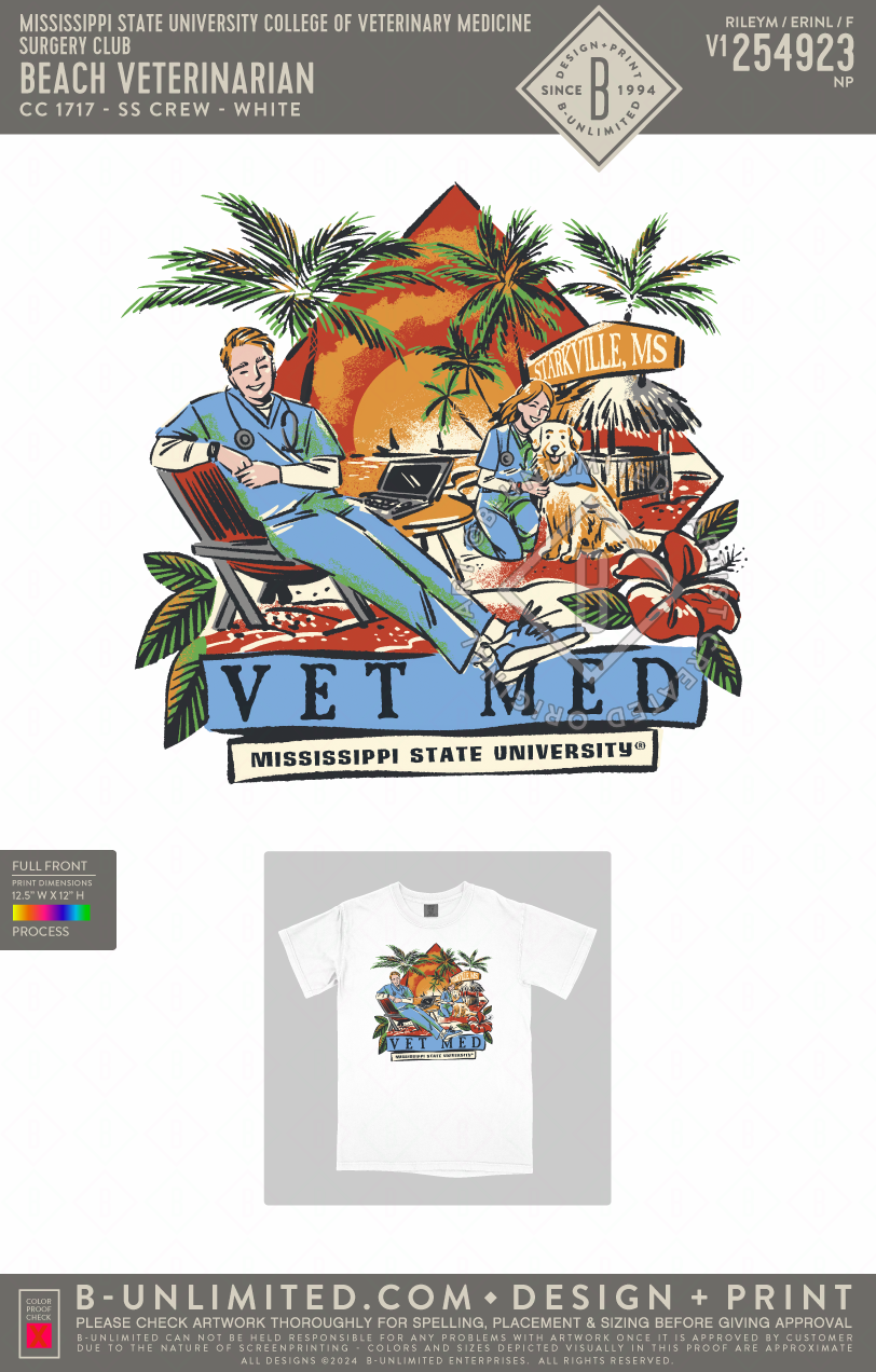 Mississippi State University College of Veterinary Medicine Surgery Club - Beach Veterinarian - CC - 1717 - SS Crew - White