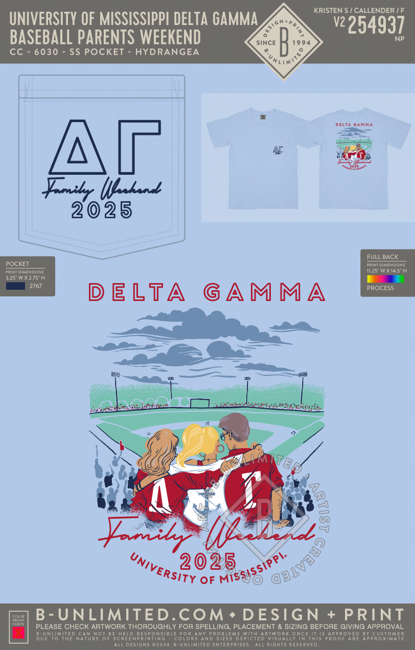 University of Mississippi Delta Gamma - Baseball Parents Weekend (EOS25) - CC - 6030 - SS Pocket - Hydrangea