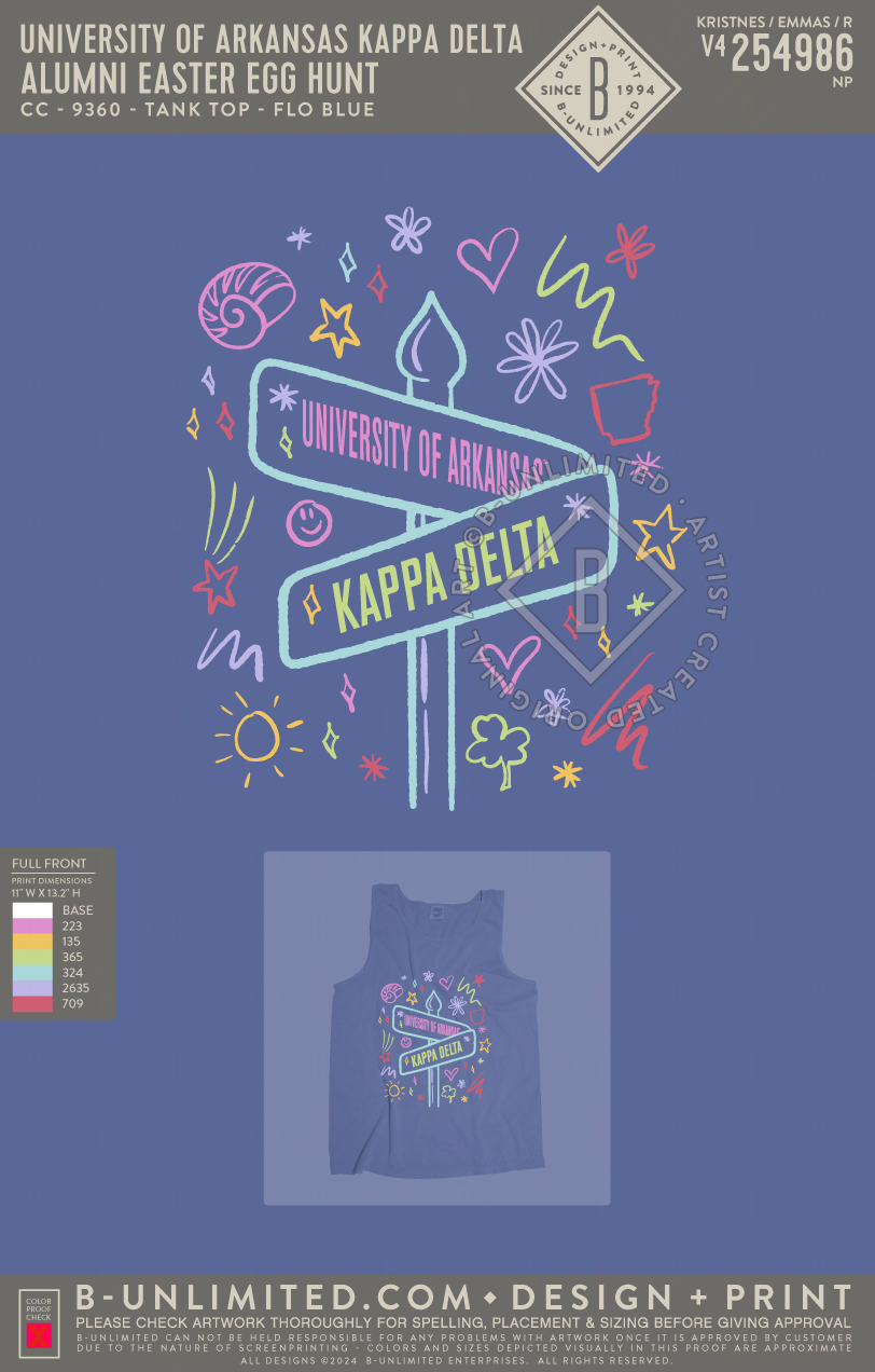 University of Arkansas Kappa Delta - Alumni Easter Egg Hunt - CC - 9360 - Tank Top - Flo Blue
