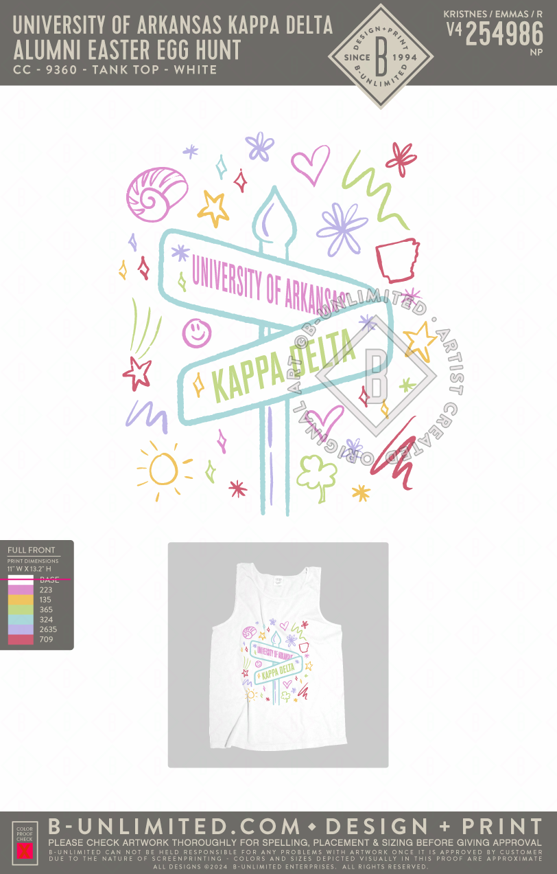 University of Arkansas Kappa Delta - Alumni Easter Egg Hunt - CC - 9360 - Tank Top - White