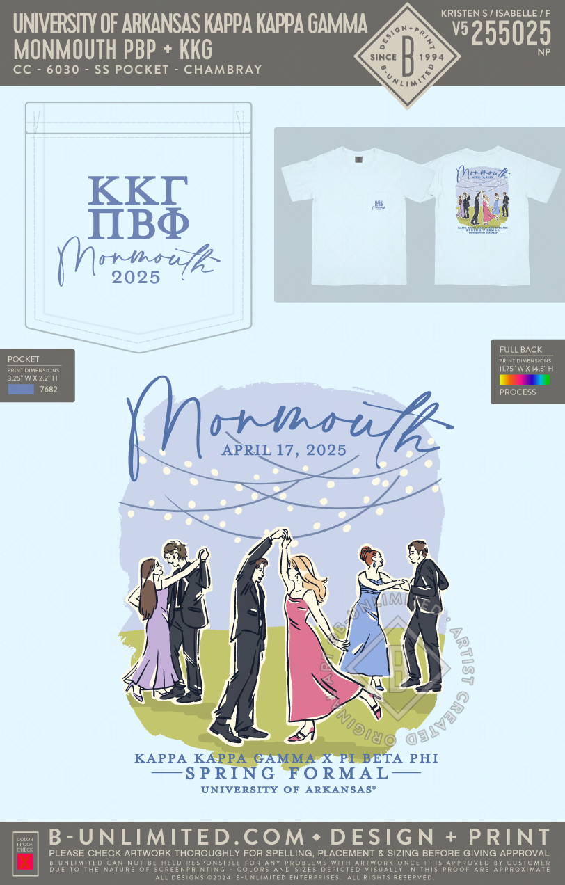 University of Arkansas Kappa Kappa Gamma - Monmouth PBP + KKG - CC - 6030 - SS Pocket - Chambray