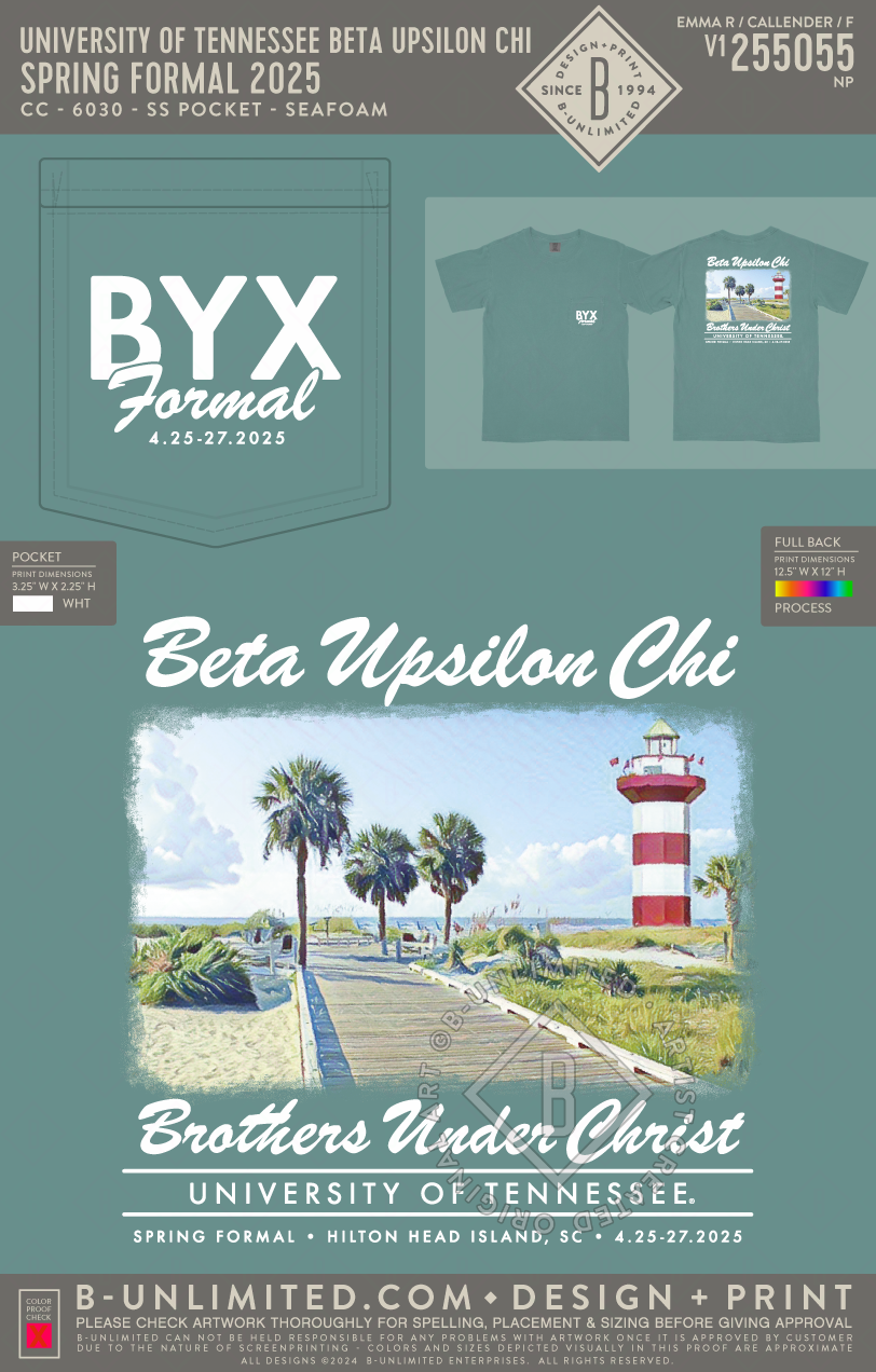 University of Tennessee Beta Upsilon Chi - Spring Formal 2025 - CC - 6030 - SS Pocket - Seafoam