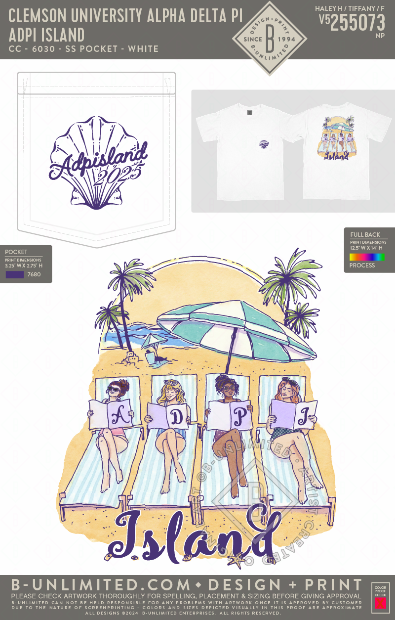 Clemson University Alpha Delta Pi - ADPI Island - CC - 6030 - SS Pocket - White
