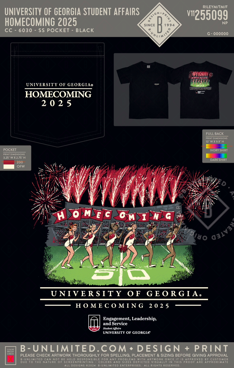 University of Georgia Student Affairs - Homecoming 2025 - CC - 6030 - SS Pocket - Black