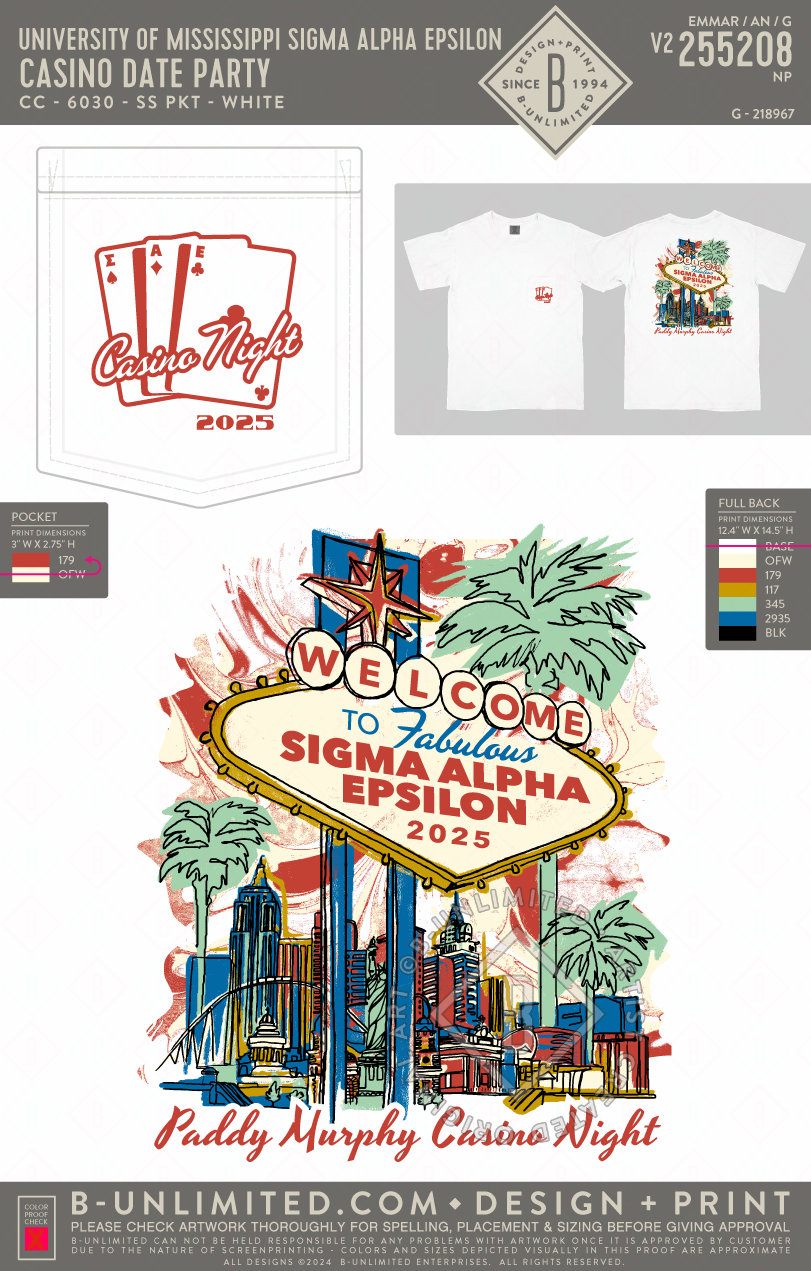 University of Mississippi Sigma Alpha Epsilon - Casino Date Party - CC - 6030 - SS Pocket - White