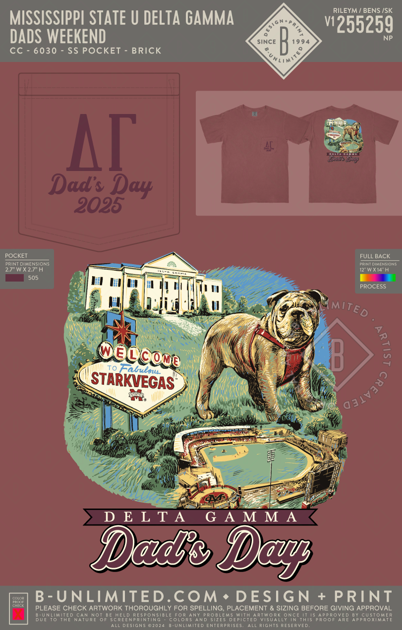 Mississippi State University Delta Gamma - Dad's Weekend - CC - 6030 - SS Pocket - Brick