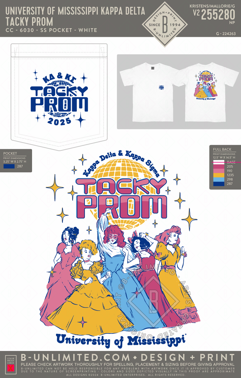 University of Mississippi Kappa Delta - Tacky Prom - CC - 6030 - SS Pocket - White