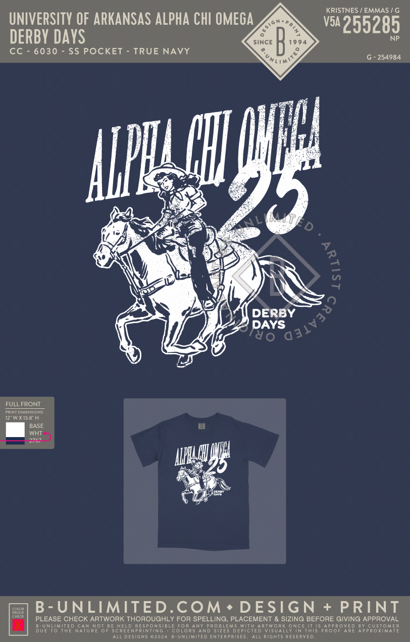 UofA AXO - Derby Days - CC - 1717 - SS Crew - True Navy