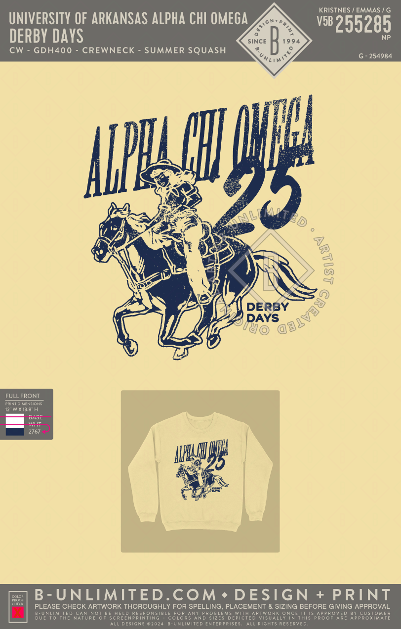 UofA AXO - Derby Days - CW - GDH400 - Sweatshirt - Summer Squash