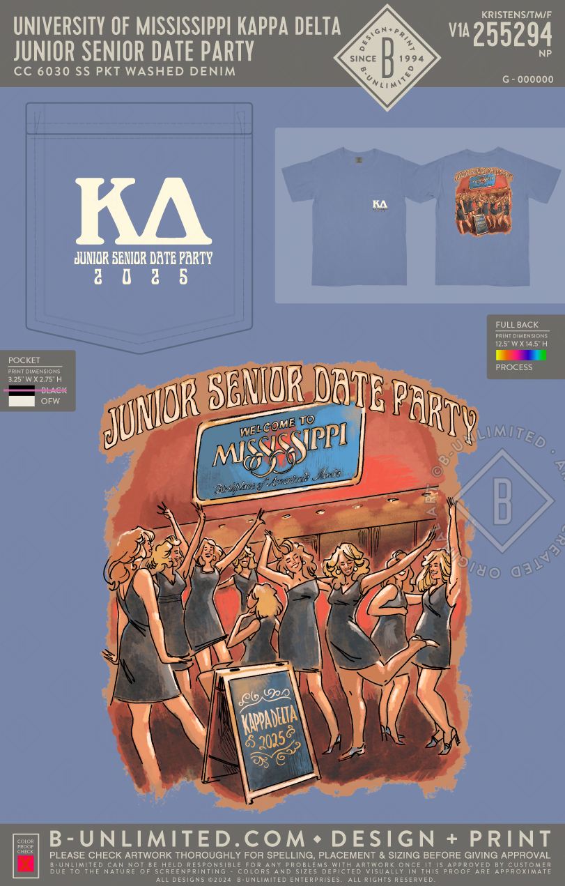 University of Mississippi Kappa Delta - Junior Senior Date Party - CC - 6030 - SS Pocket - Washed Denim