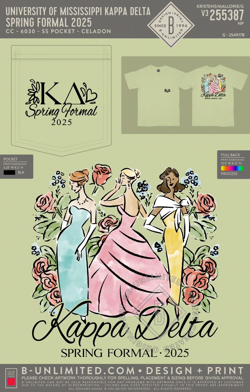 University of Mississippi Kappa Delta - Spring Formal 2025 - CC - 6030 - SS Pocket - Celadon