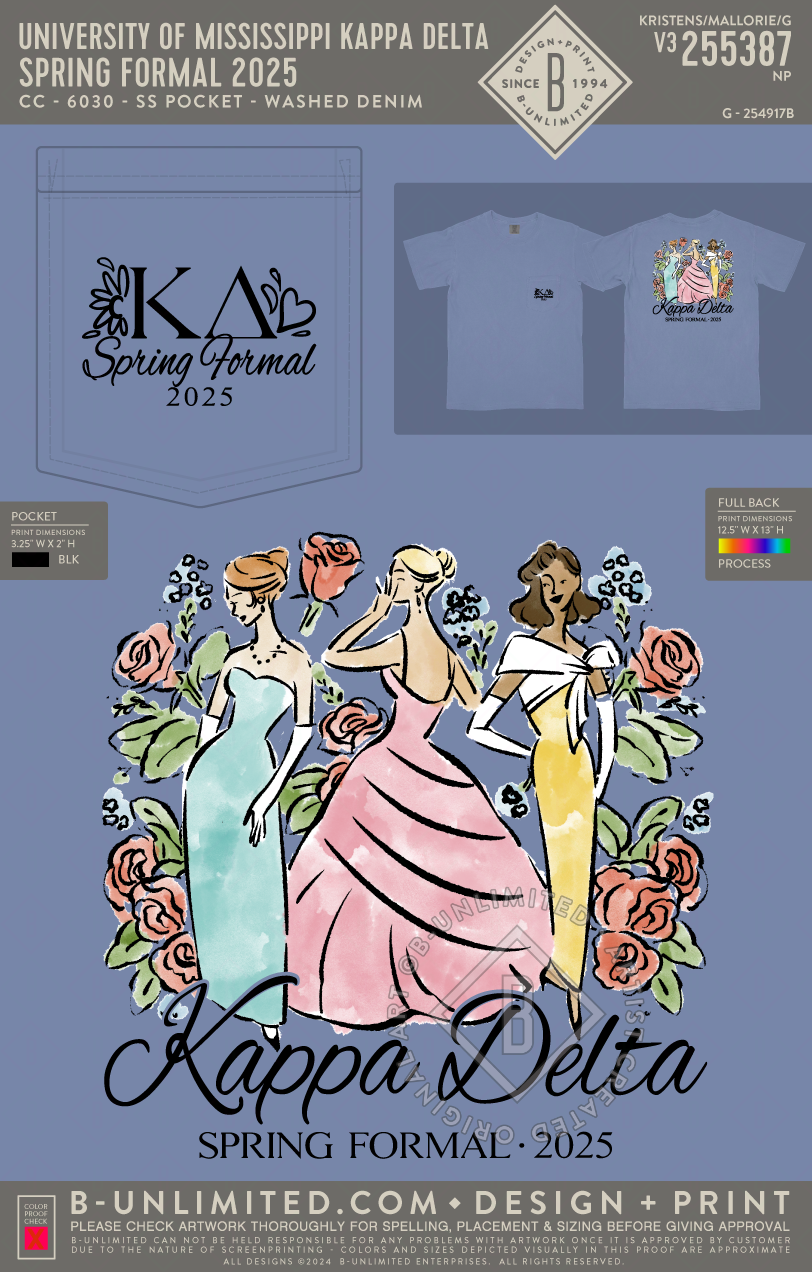 University of Mississippi Kappa Delta - Spring Formal 2025 - CC - 6030 - SS Pocket - Washed Denim