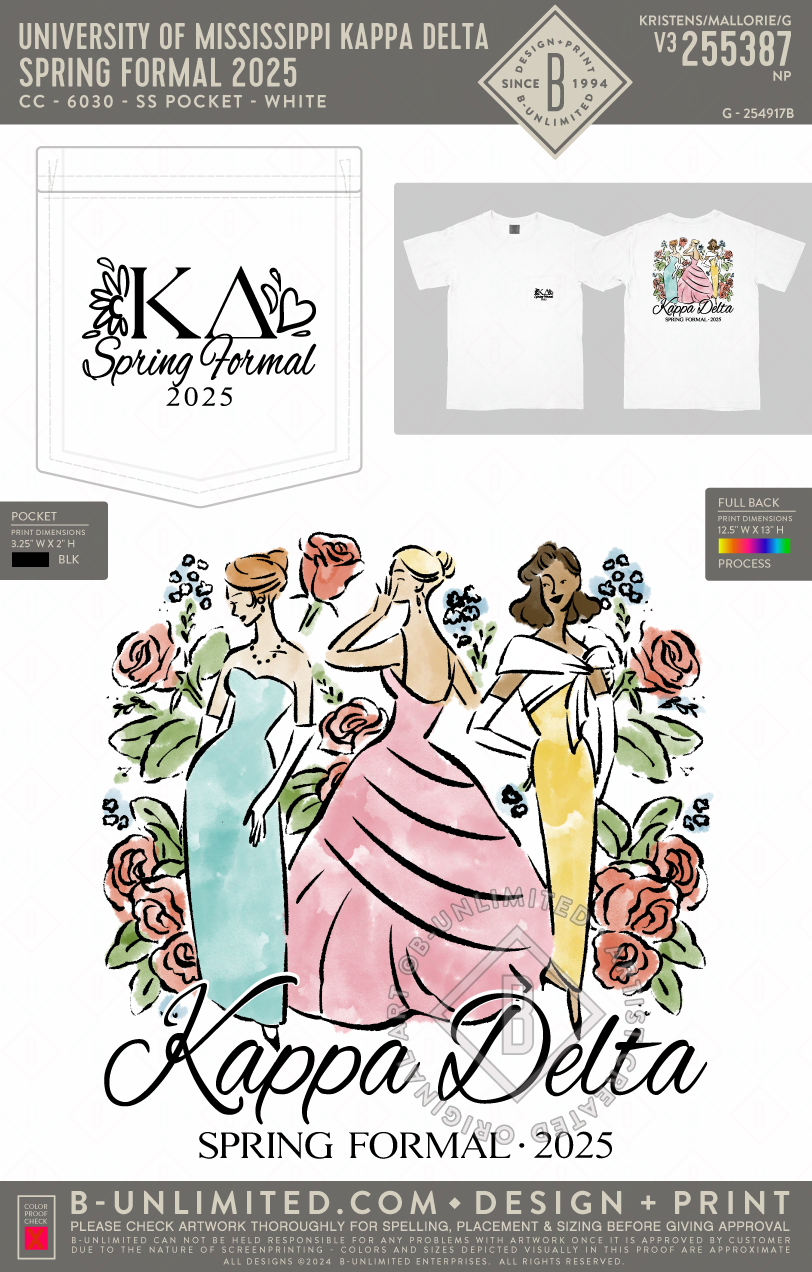 University of Mississippi Kappa Delta - Spring Formal 2025 - CC - 6030 - SS Pocket - White