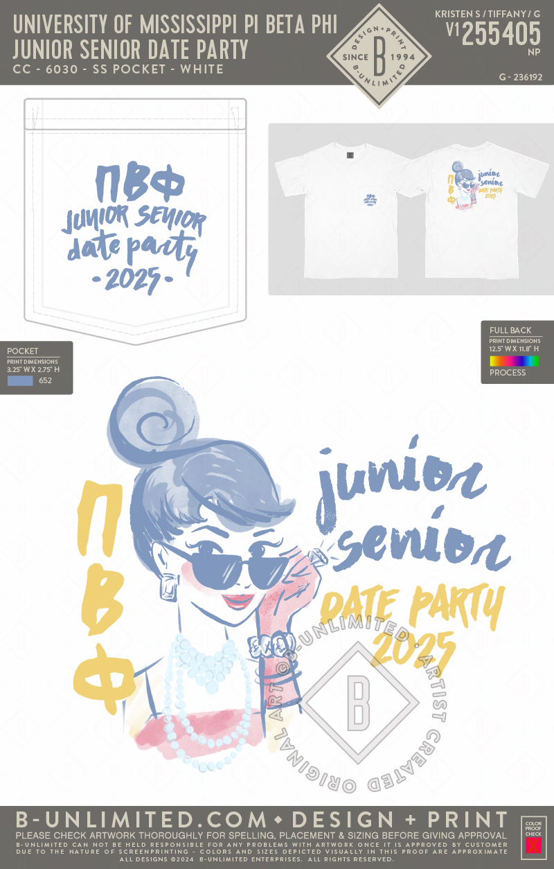 University of Mississippi Pi Beta Phi - Junior Senior Date Party - CC - 6030 - SS Pocket - White