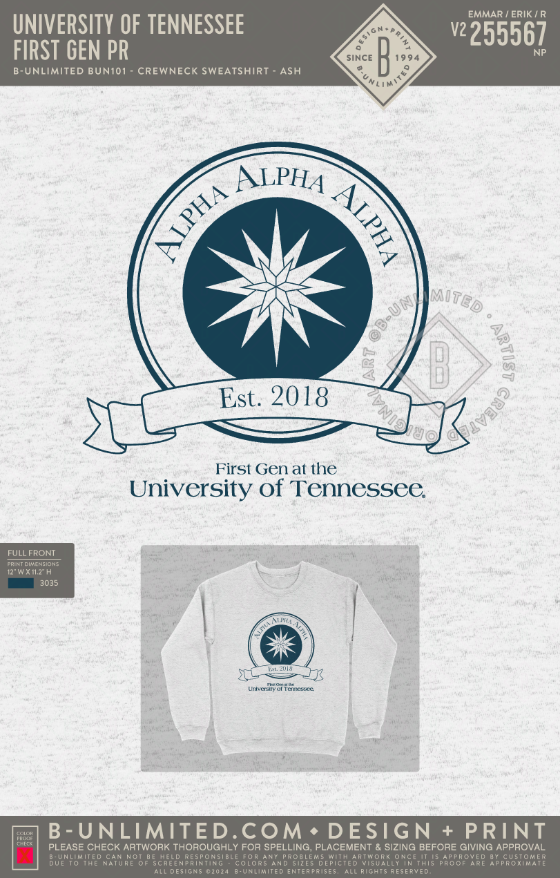 University of Tennessee First Generation - First Gen PR - B-Unlimited BUN101 - Ash