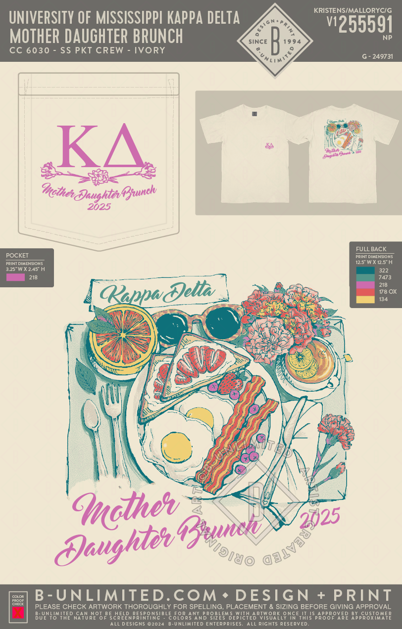 University of Mississippi Kappa Delta - Mother Daughter Brunch - CC - 6030 - SS Pocket - Ivory