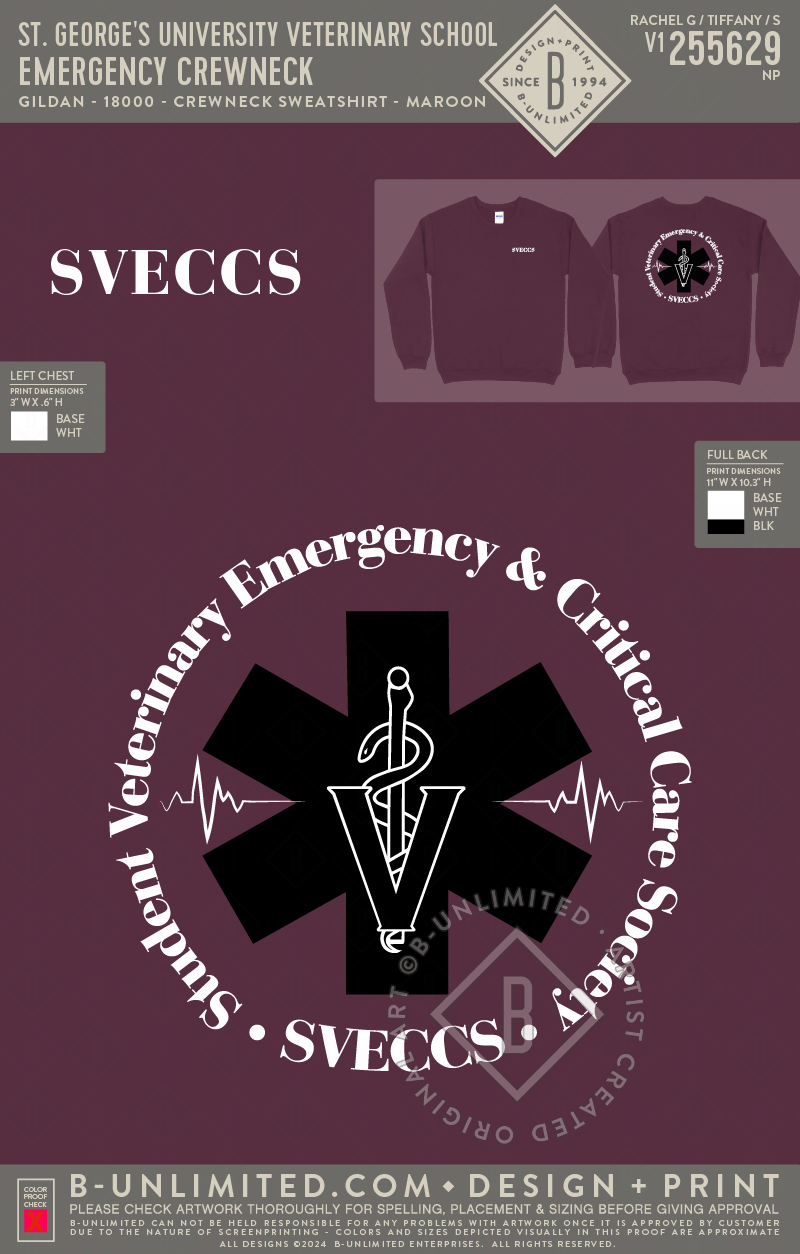 St. George's University Veterinary School - Emergency Crewneck - Gildan - 18000 - Crewneck Sweatshirt - Maroon