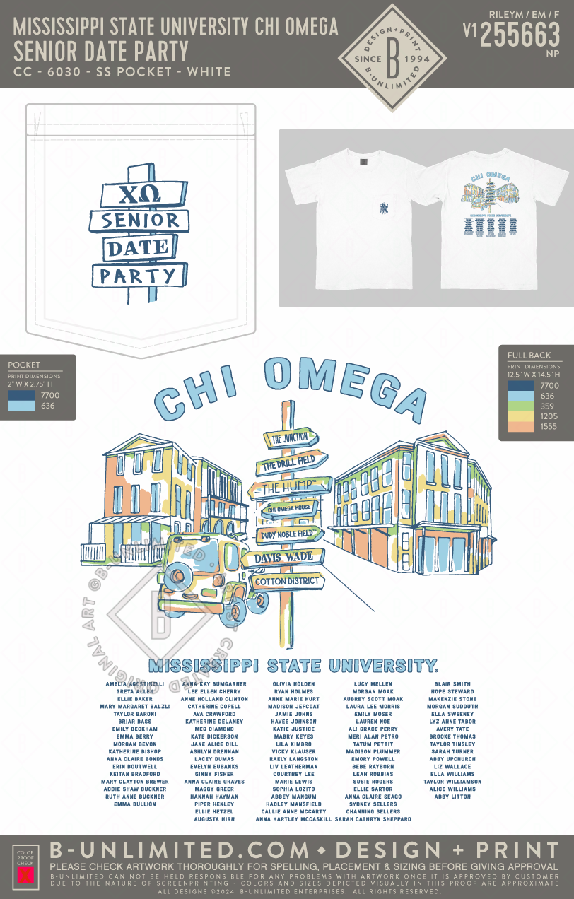 Mississippi State University Chi Omega - Senior Date Party - CC - 6030 - SS Pocket - White