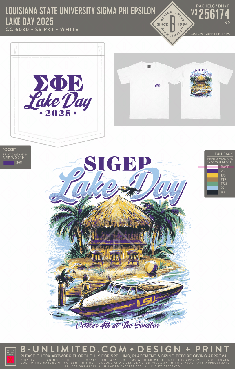 Louisiana State University Sigma Phi Epsilon - Lake Day 2025 - CC - 6030 - SS Pocket - White
