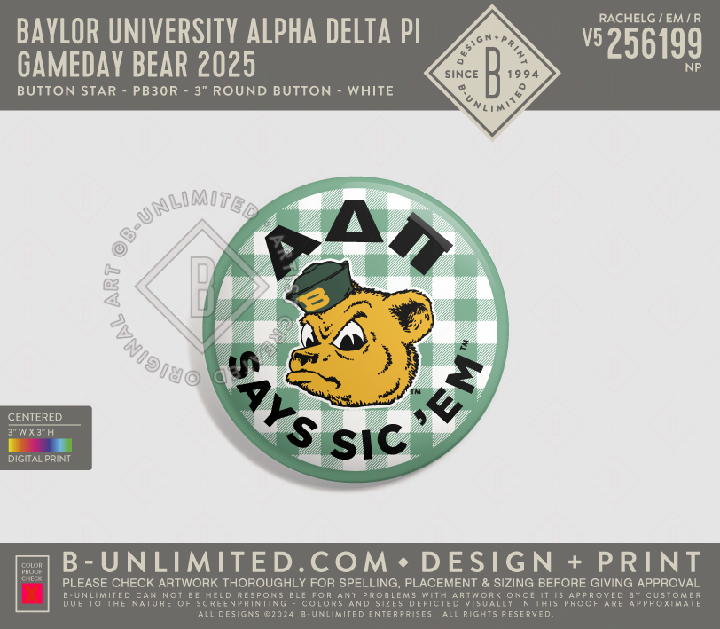 Baylor Buttons Baylor University Alpha Delta Pi - Gameday Bear 2025 - PinNexus - PXRB ...