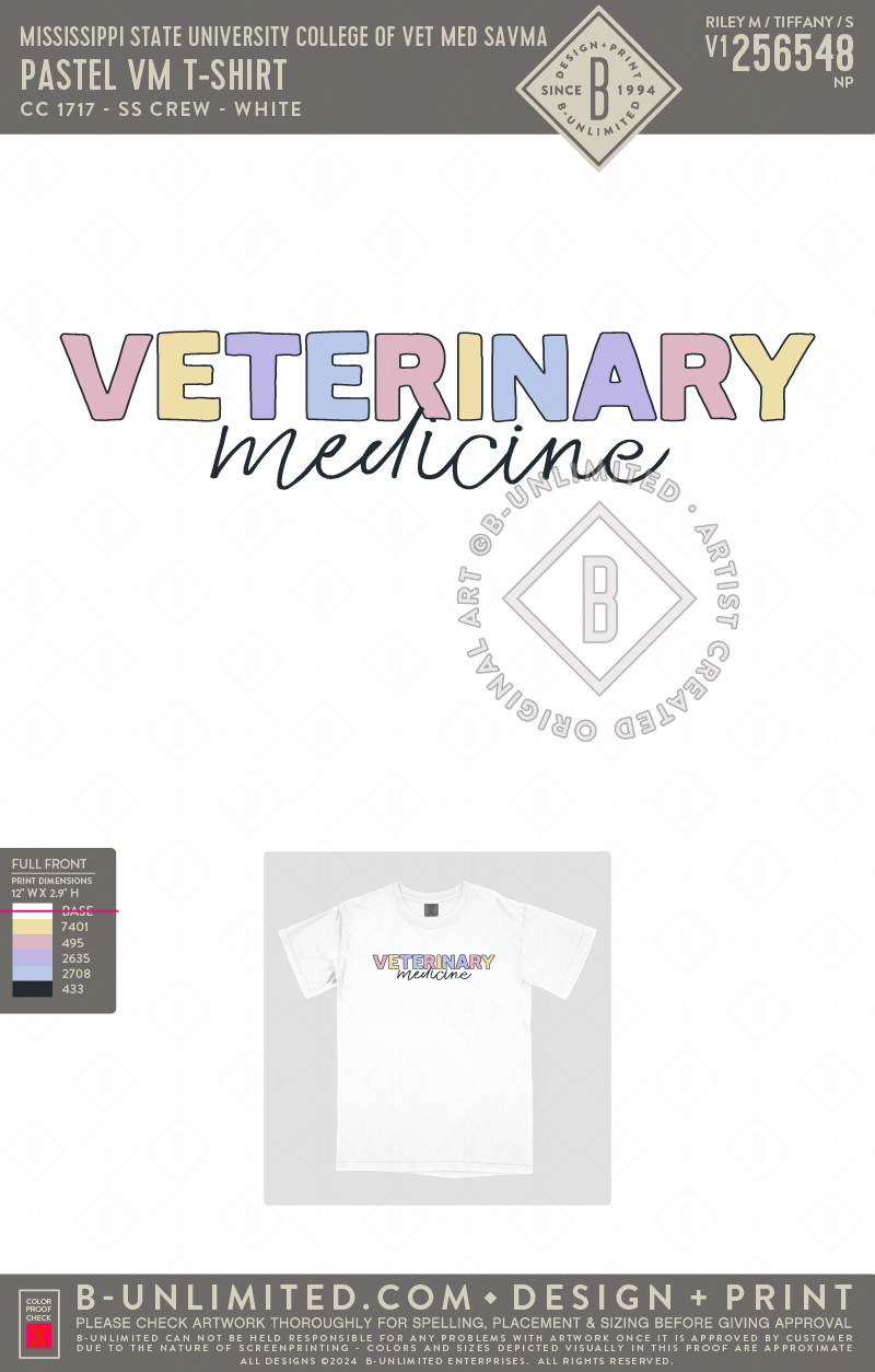Mississippi State University College of Vet Med SAVMA - Pastel VM T-Shirt - CC - 1717 - SS Crew - White