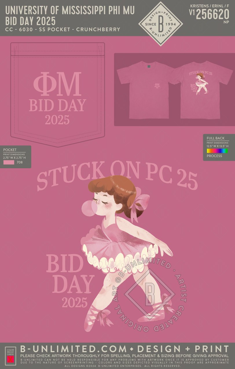 University of Mississippi Phi Mu - Bid Day 2025 - CC - 6030 - SS Pocket - Crunchberry