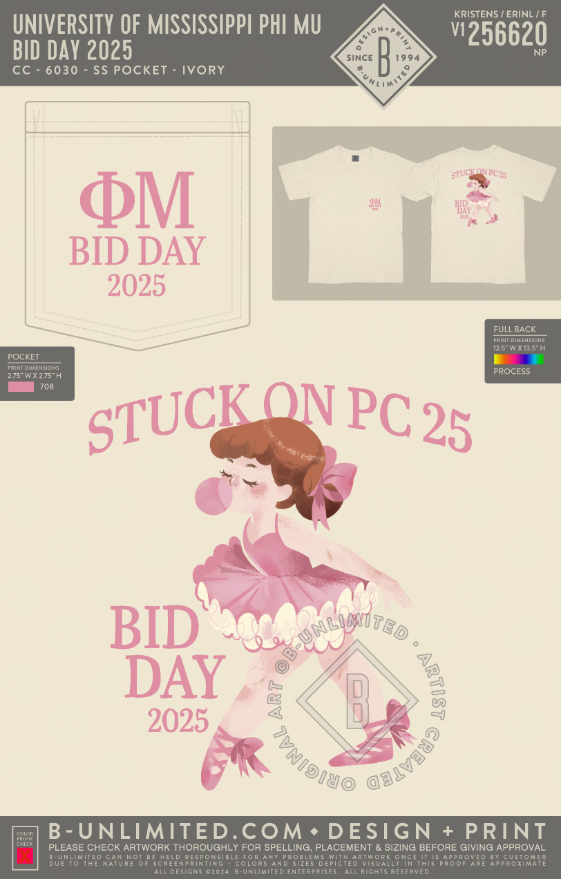 University of Mississippi Phi Mu - Bid Day 2025 - CC - 6030 - SS Pocket - Ivory