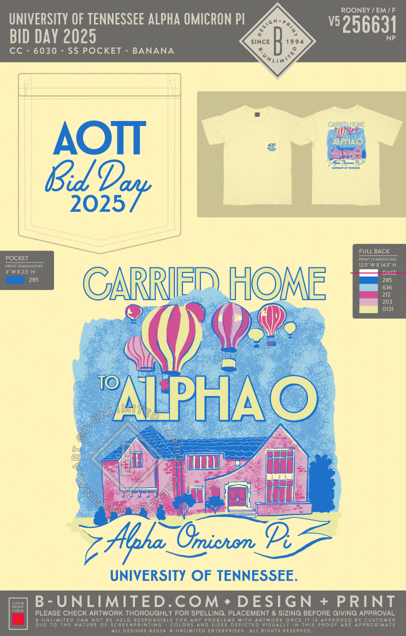 University of Tennessee Alpha Omicron Pi - Bid Day 2025 - CC - 6030 - SS Pocket - Banana