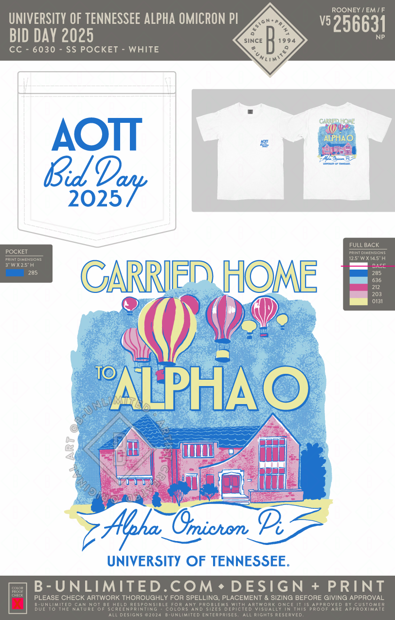 University of Tennessee Alpha Omicron Pi - Bid Day 2025 - CC - 6030 - SS Pocket - White