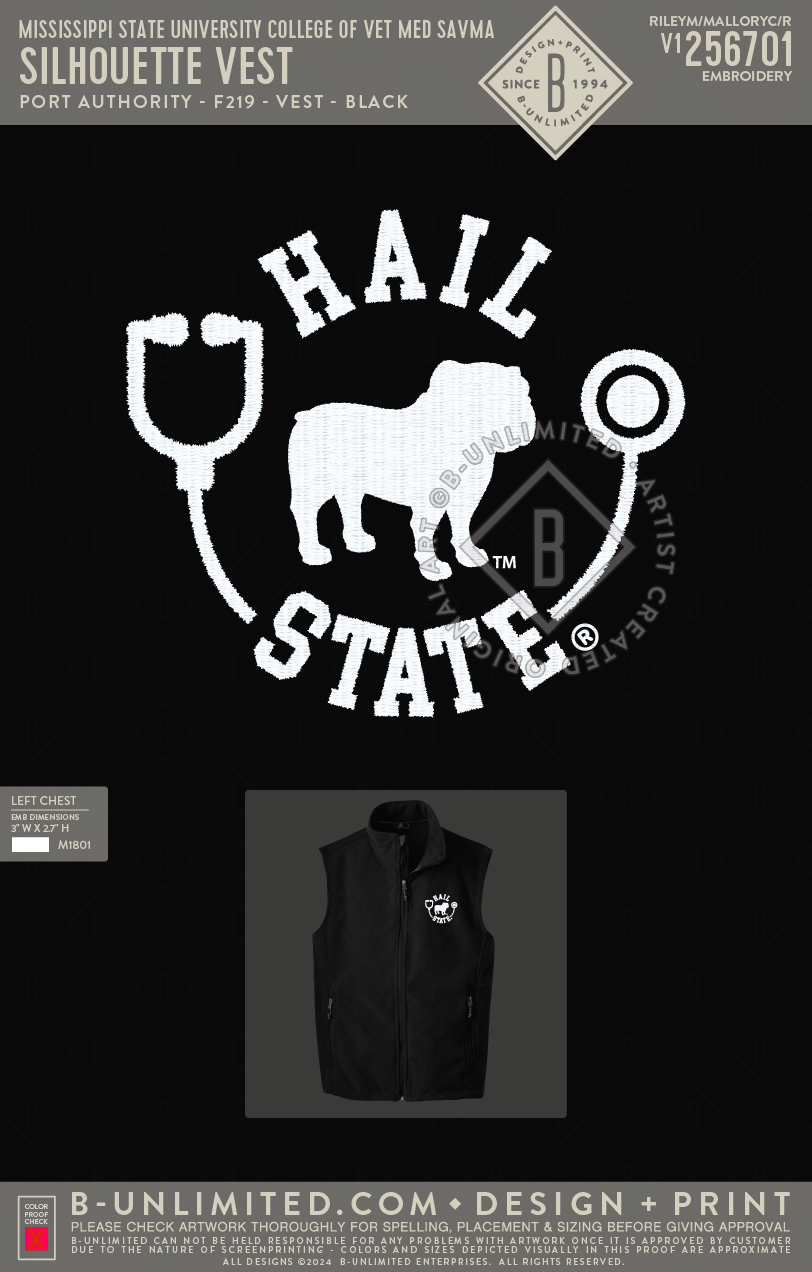 Mississippi State University College of Vet Med SAVMA - Silhouette Vest - Port Authority - F219 - Vest - Black