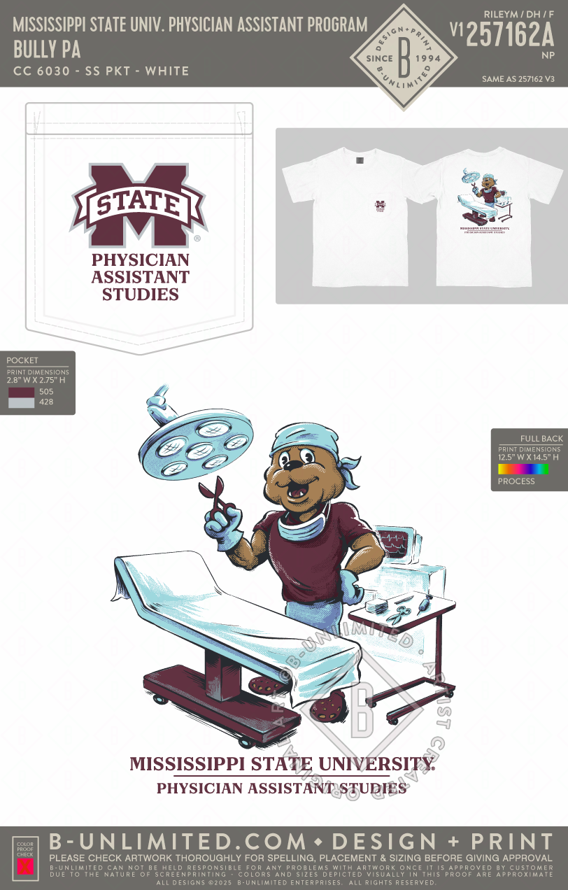 Mississippi State University Physician Assistant Program - Bully PA - CC - 6030 - SS Pocket - White