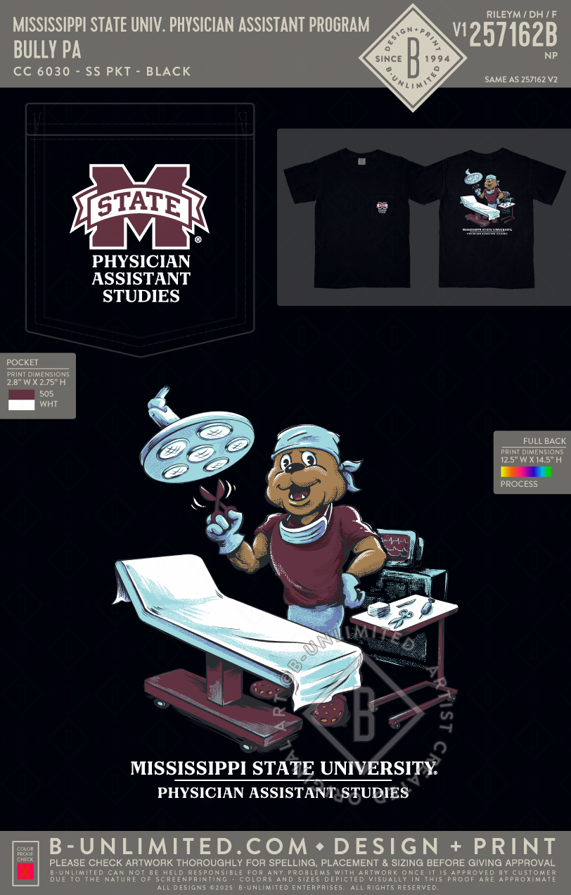 Mississippi State University Physician Assistant Program - Bully PA - CC - 6030 - SS Pocket - Black