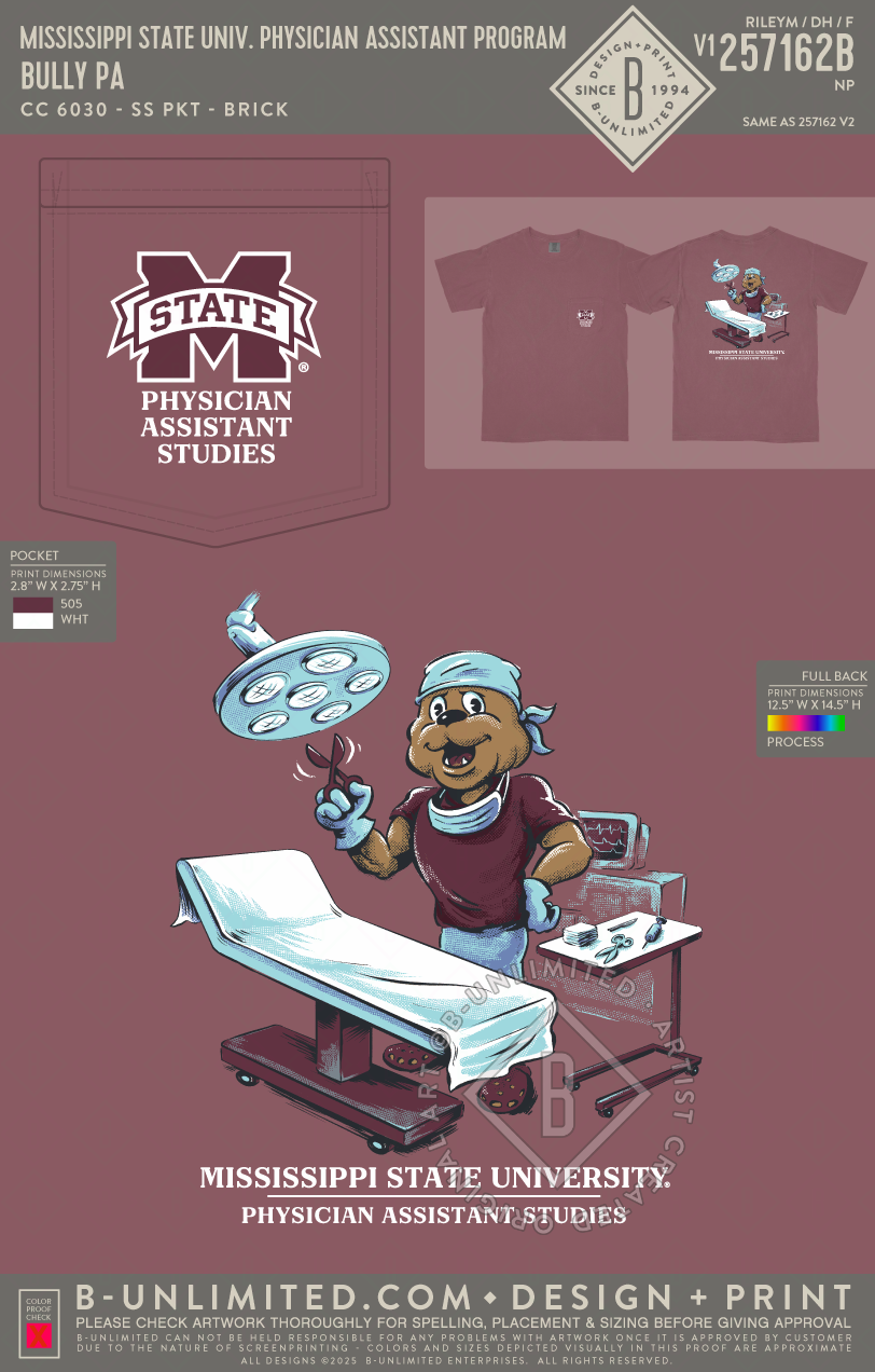 Mississippi State University Physician Assistant Program - Bully PA - CC - 6030 - SS Pocket - Brick