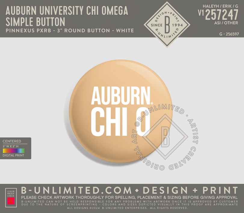 Auburn University Chi Omega - simple button (orange) - PinNexus - PXRB - 3" Round Button - Multi